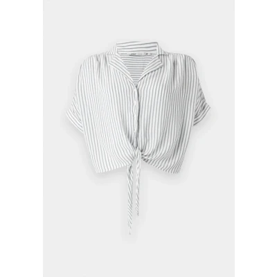 Image of ONLY Women&#039;s Onlpaula Life S/S Tie WVN Noos Shortened Feminine Shirt with Knot Detail, Cloud Dancer, XS, XS