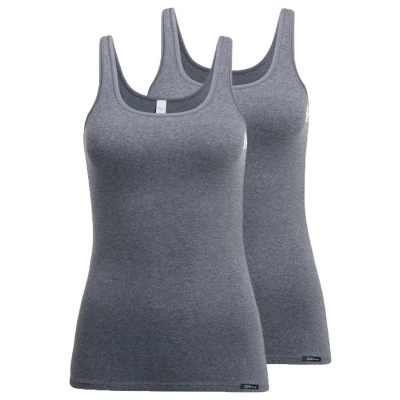 Image of Skiny Advantage 2 PACK Undershirt, Women&#039;s, Size: 8, Anthracite melange