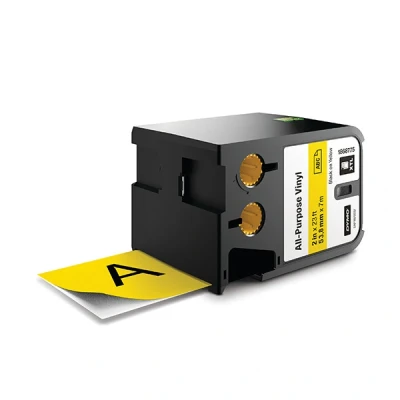 Image of DYMO XTL All Purpose Vinyl Labels 54 mm x 7 m Black on Yellow