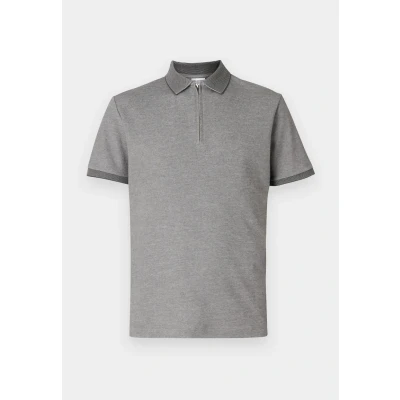 Image of Selected Homme Slhfave ZIP Polo shirt, Men&#039;s, Size: Small, Medium grey melange