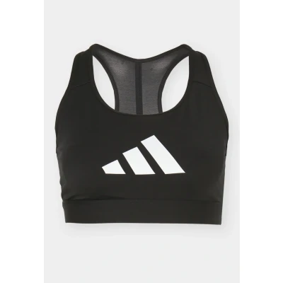 Image of adidas Performance Powerreact BIG LOGO Graphic BRA Light support sports bra, Women&#039;s, Size: Large, Black