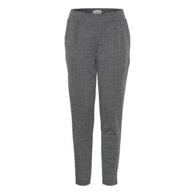 Image of ICHI Trousers, Women&#039;s, Size: Large, Black white herringbone