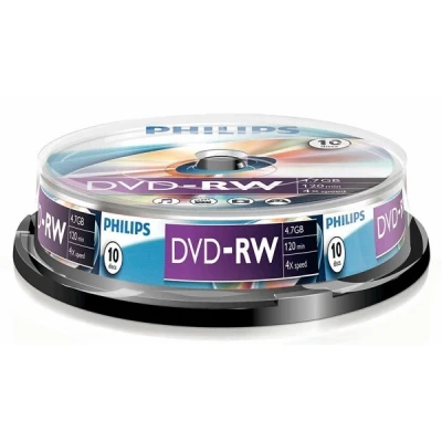 Image of Philips DVD RW 4.7GB Data/120 Min Video, 4x Speed Recording 10er Spindel Packaging May Vary