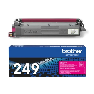 Image of Brother TN 249M Toner Cartridge, Magenta, Single Pack, Ultra High Yield, Includes 1 x Genuine Supplies