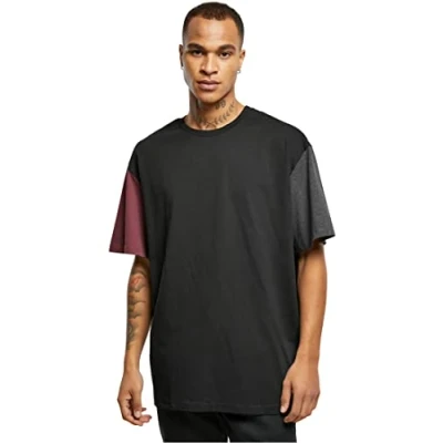 Image of Urban Classics Oversized Colorblock Print Tshirt, Men&#039;s, Size: 3XL, Black