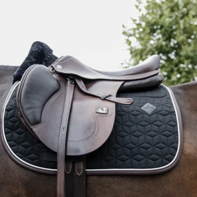Image of Kentucky Horsewear Skin Friendly Saddle Pad Jumping Star Quilting Black Horse Riding Equestrian