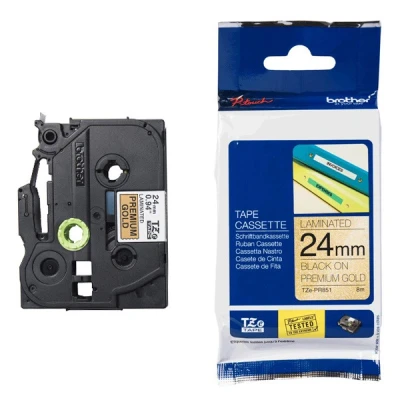 Image of P Touch D610BTVP Brother TZe PR851 black on gold tape, 24mm (original Brother)