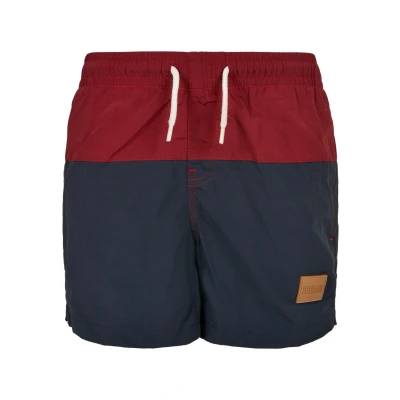 Image of Urban Classics Boys Block Swim Shorts, Basic Shorts Available in 2 Colours, Sizes 110/116 158/164, Navy/Burgundy, 122
