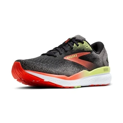 Image of Brooks Ghost 16 Neutral running shoes, Men&#039;s, Size: 9.5, Black mandarin red green Textile