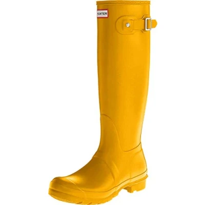 Image of Hunter Original Tall Classic Unisex Adult Wellington Boots with High Shaft, yellow, 39 EU