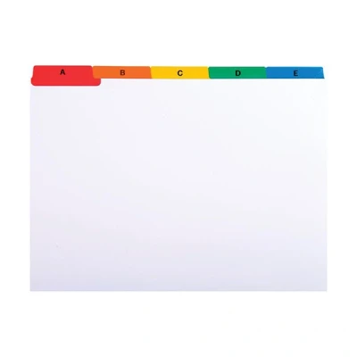 Image of Exacompta Ref 13998E Index Record Card 160 x 210mm in Size, 160gsm White Card, Laminated Multi Coloured Tabs, 25 Alphabetical Labels, Suitable for A5 Documents