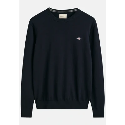 Image of GANT Mens Cotton C Neck Bordeaux Mela Jumper, Evening 433, S