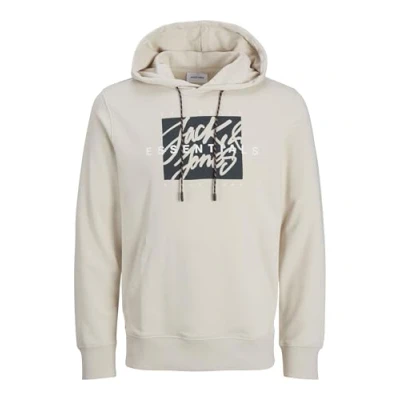 Image of JACK &amp; JONES Male Hoodie Logo Hoodie, moonbeam, S