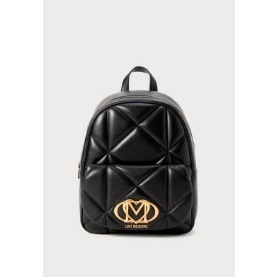 Image of Love Moschino Embossed Backpack, Women&#039;s, Size: One Size, Black