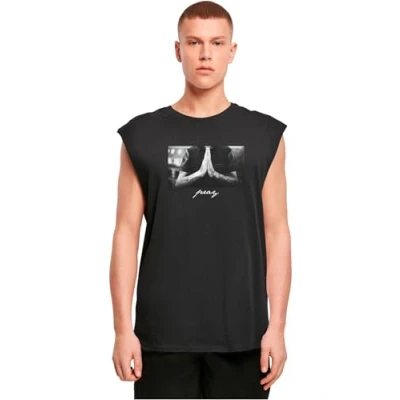 Image of Mister Tee PRAY Sleeveless Print Tshirt, Men&#039;s, Size: Large, Black