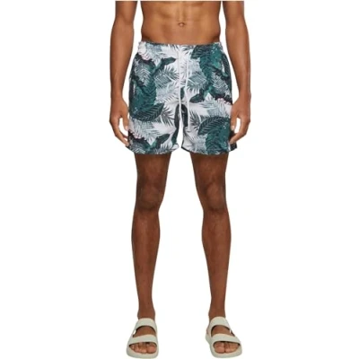Image of Urban Classics Pattern Swimming shorts, Men&#039;s, Size: Large, Green