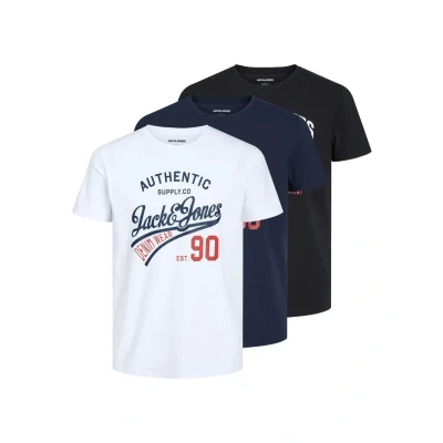 Image of JACK &amp; JONES Men&#039;s T Shirt, Black/White/Navy, XS