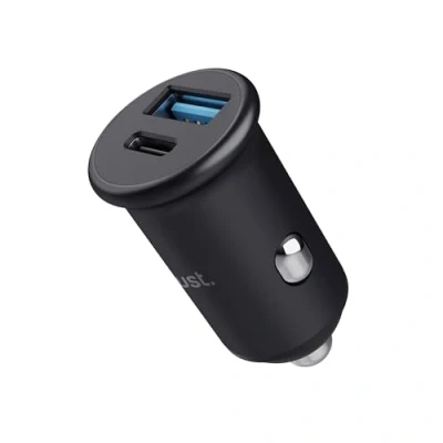 Image of Trust Autolader 12v compact dual fast car chargher 38w usb a + c zwart 25197