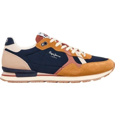 Image of Pepe Jeans Baskets Trainers, Men&#039;s, Size: 9, Cognac Leather and textile