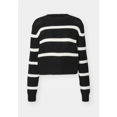 Image of Noisy May Nmmaysa O NECK Jumper, Women&#039;s, Size: 8, Black/eggnog
