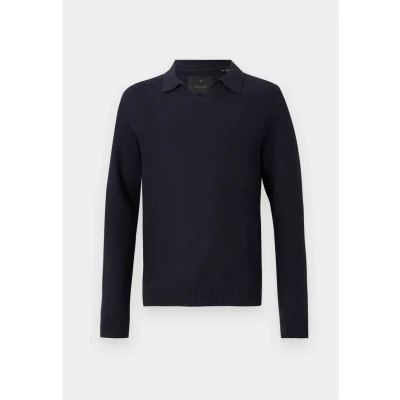 Image of Jack &amp; Jones Premium Jprcceaston Split NECK Jumper, Men&#039;s, Size: Small, Night sky