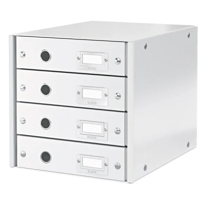 Image of Leitz Drawer Cabinet, 4 Drawers, A4, Click and Store Range 60490001 White