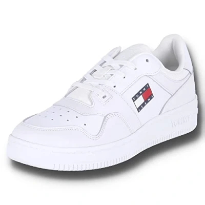 Image of Tommy Jeans Men&#039;s Retro Basket ESS Em0em00955 Cupsole Trainers, White, 11 UK