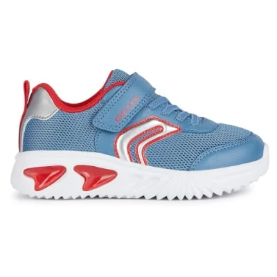 Image of Geox Light UP Assister BOY Trainers for kids, Size: 9K, Navy/red Imitation leather/ textile