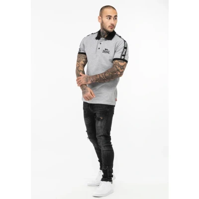 Image of Lonsdale Men&#039;s Setter Polo Shirt, Marl Grey/Black/White, L