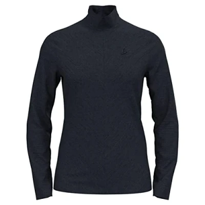 Image of Odlo Women Long sleeved shirt with zipper ROY, dark sapphire black stripes, S