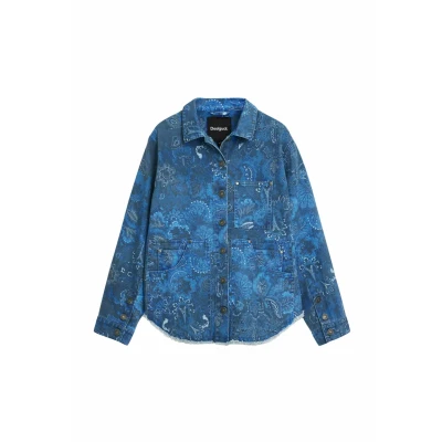 Image of Desigual Frayed Paisley Denim jacket, Women&#039;s, Size: 14, Blue