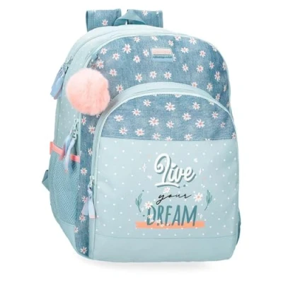 Image of Movom Live Your Dreams School Backpack Adaptable to Trolley Green 33x46x17cm Polyester 25.81L, Green, Trolley,