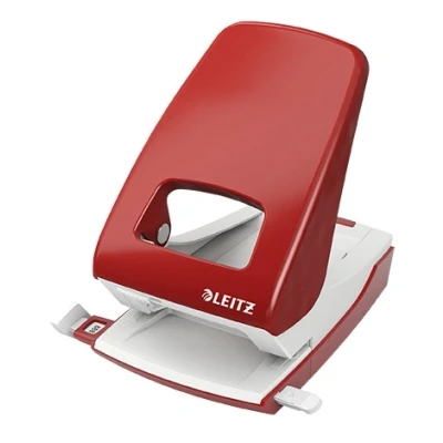 Image of Leitz Hole Punch, 40 Sheets, Guide Bar with Format Markings, Metal, NeXXt Range, 51380025 Red