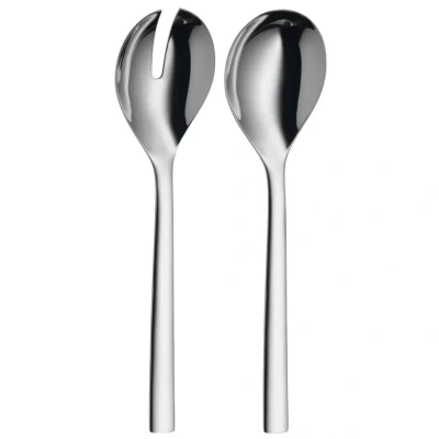 Image of WMF Nuova Salad Servers Stainless Steel 25 cm Fork Serving Spoon Polished Cromargan Shiny Dishwasher Safe
