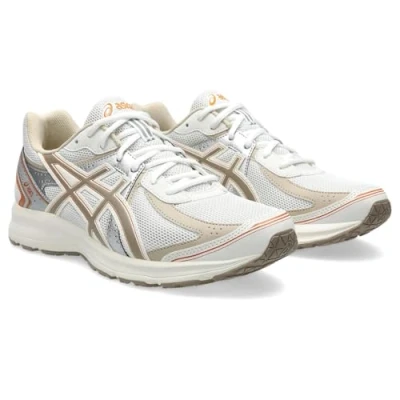 Image of Asics Sportstyle JOG 100S Unisex Trainers, Size: 7, White/greige Imitation leather/ textile