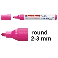 Image of edding 4500 textile marker neon violet box of 10 round nib 2 3 mm permanent fabric markers for drawing on textiles, wash resistant up to 60 C pens lettering