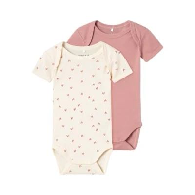 Image of NAME IT Baby Girls&#039; Nbfbody 2p Ss Buttercream Hearts Noos, Buttercream, 68, 68