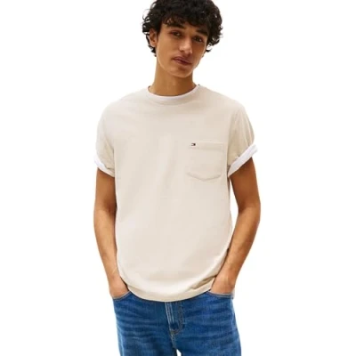 Image of Tommy Hilfiger Essential Solid Pocket TEE Basic Tshirt, Men&#039;s, Size: XXL, Newsprint