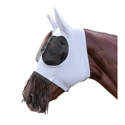Image of Waldhausen Puck Fly Mask with Nose Fringe Silver Grey WB