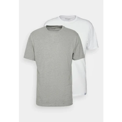 Image of Wrangler 2 PACK Basic Tshirt, Men&#039;s, Size: Small, Mid grey melee