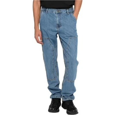 Image of Urban Classics Double KNEE Straight leg jeans, Men&#039;s, Size: 38, Washed