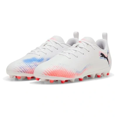 Image of Puma Future 8 PLAY MG Unisex Football Boots Indoor for kids, Size: 3, White/black/glowing red shoes