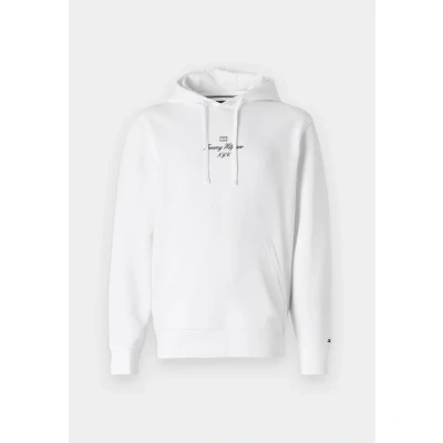 Image of Tommy Hilfiger Outline FLAG Script Hoodie Unisex Sweatshirt, Size: XL, White