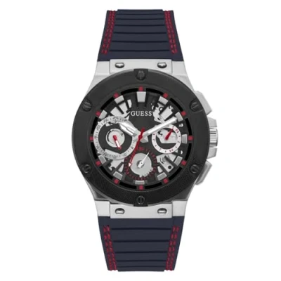 Image of Guess Circuit Watch Black sunray/ silvercoloured, Men&#039;s, Size: One Size, silver coloured