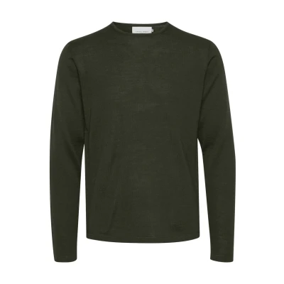 Image of Casual Friday Cfkent Merino CREW NECK KNIT Jumper, Men&#039;s, Size: Large, Deep forest melange