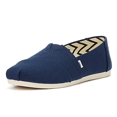 Image of TOMS Women&#039;s Recycled Cotton Alpargata Loafer Flat, Navy, 5 UK