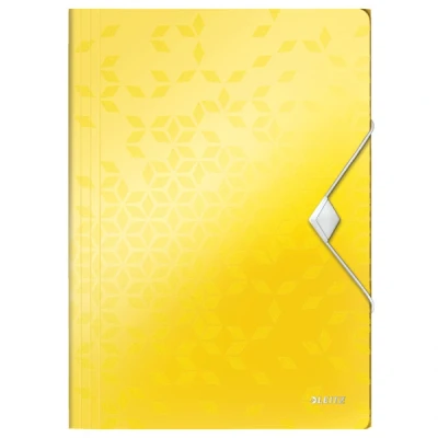 Image of Leitz 3 Flap Folder, Holds up to 150 A4 Sheets, Elastic Closure, Flexible Plastic, Yellow, WOW Range, 45990016
