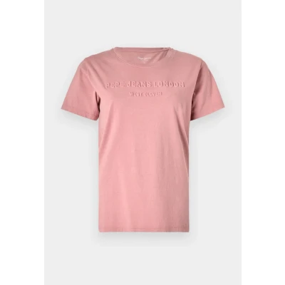 Image of Pepe Jeans Loretta Print Tshirt, Women&#039;s, Size: Small, Pink