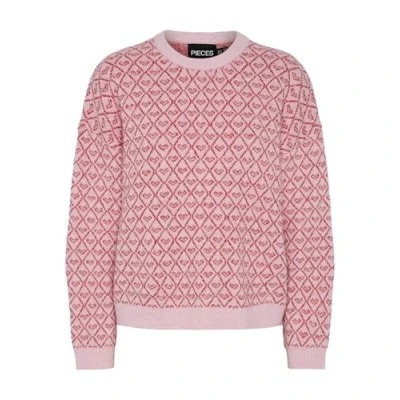Image of Pieces Pcnavi O NECK Jumper, Women&#039;s, Size: Small, Roseate spoonbill