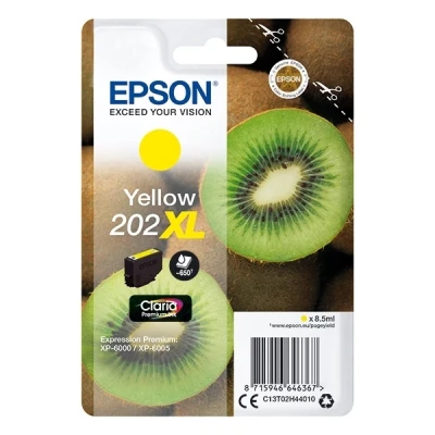 Image of Epson 202XL Yellow Kiwi High Yield Genuine, Claria Premium Ink Cartridge